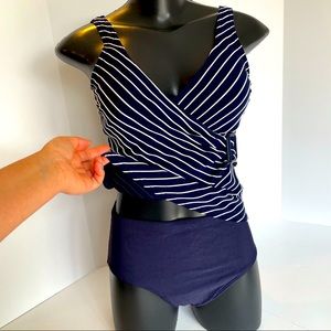 Vintage, blue two piece tankini, size 8